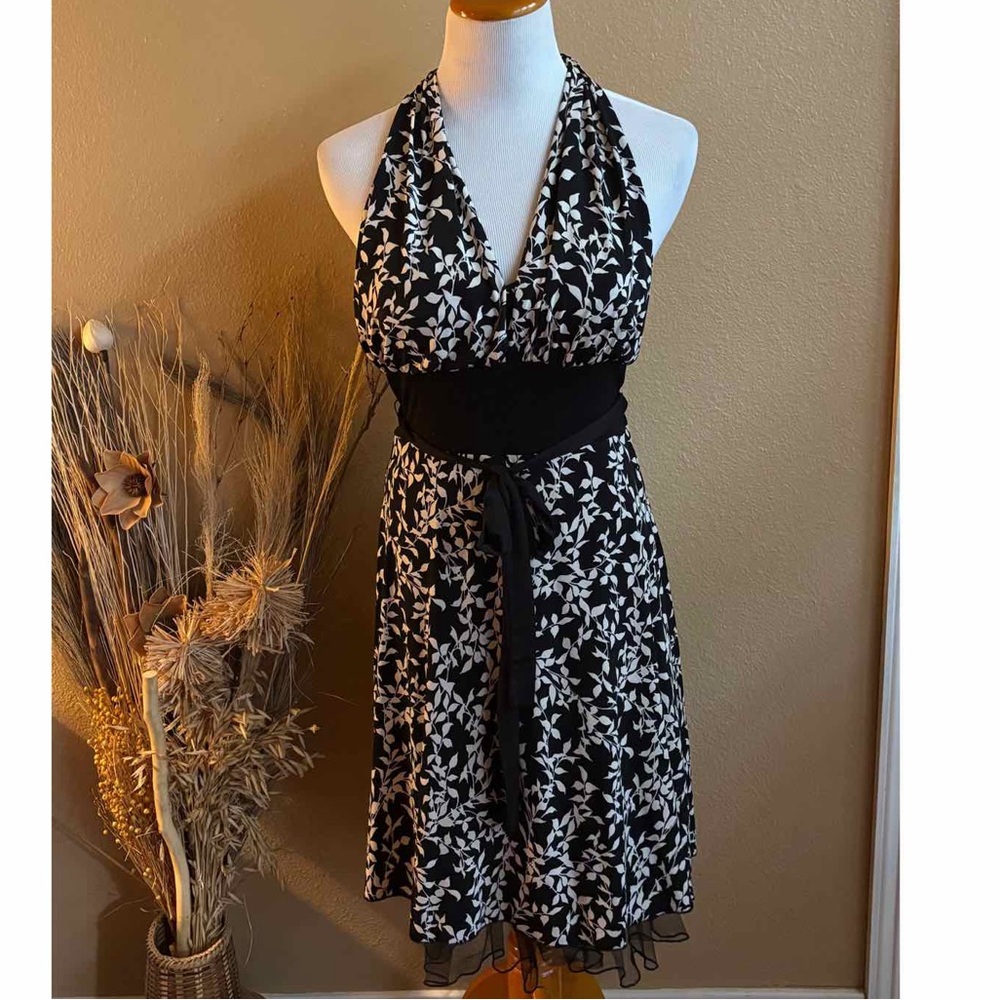Women’s Black and White Halter Dress Size Medium